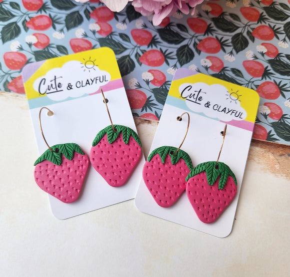 Pink Strawberries on Golden hoops