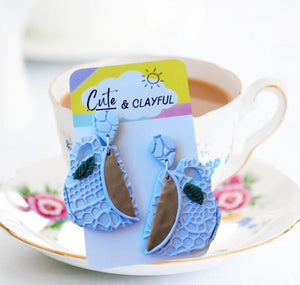 Clayful statement Tea cup dangles - Baby Blue cups